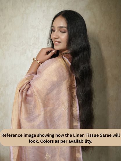 Pink Linen Tissue Saree