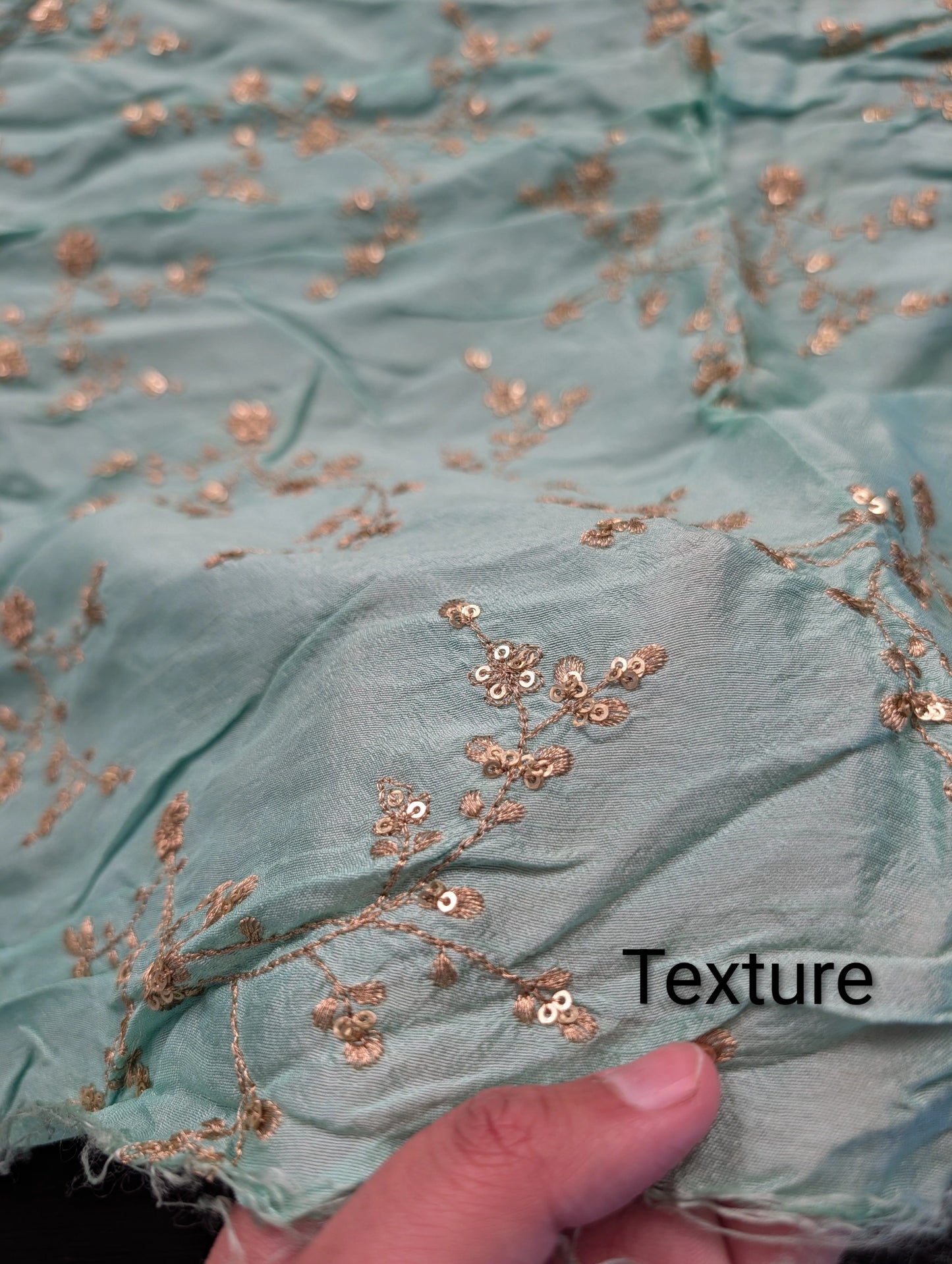 Pista Green Sequins Work Viscose Fabric