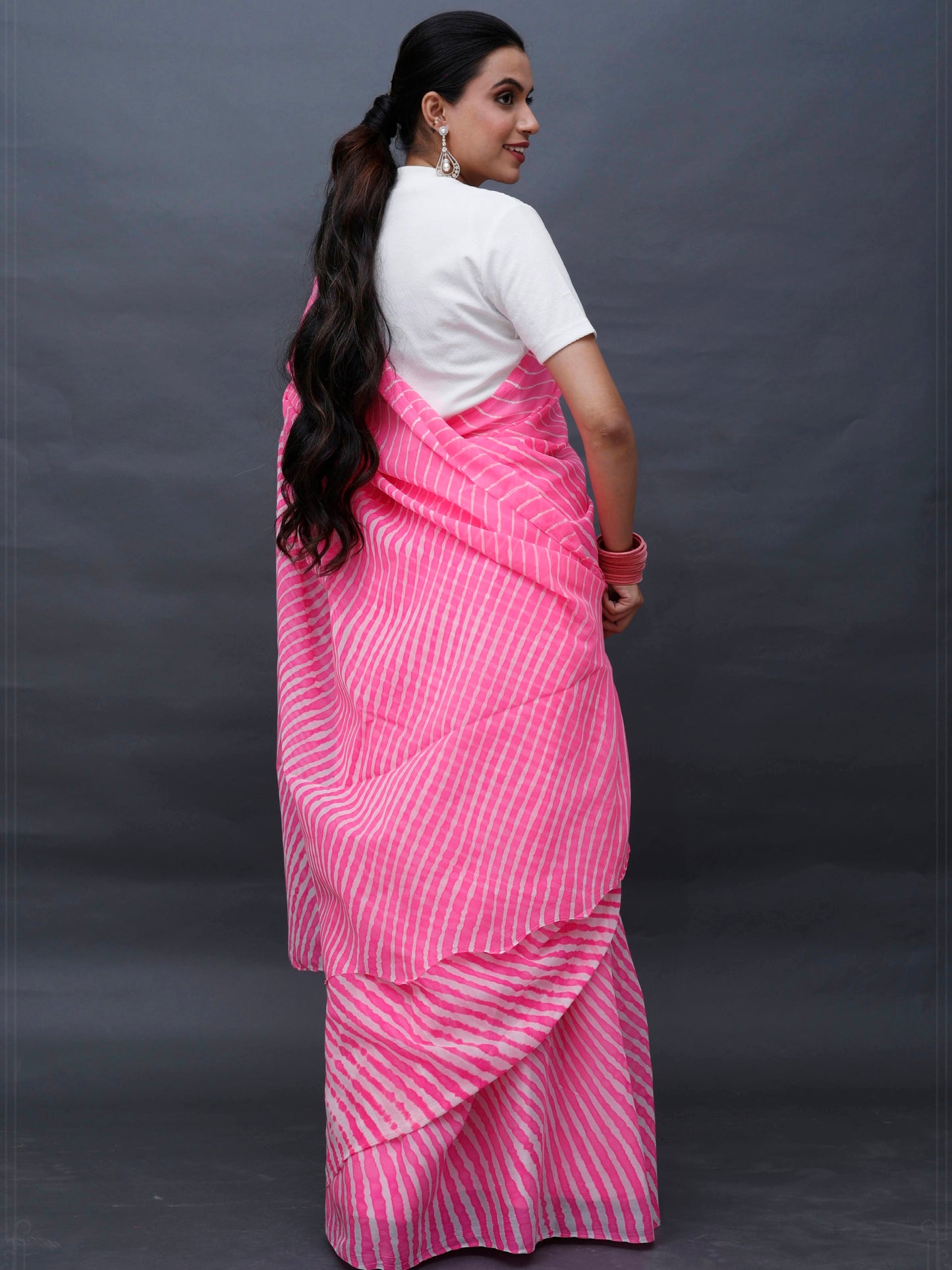 Pink Leheriya Pure Georgette Saree