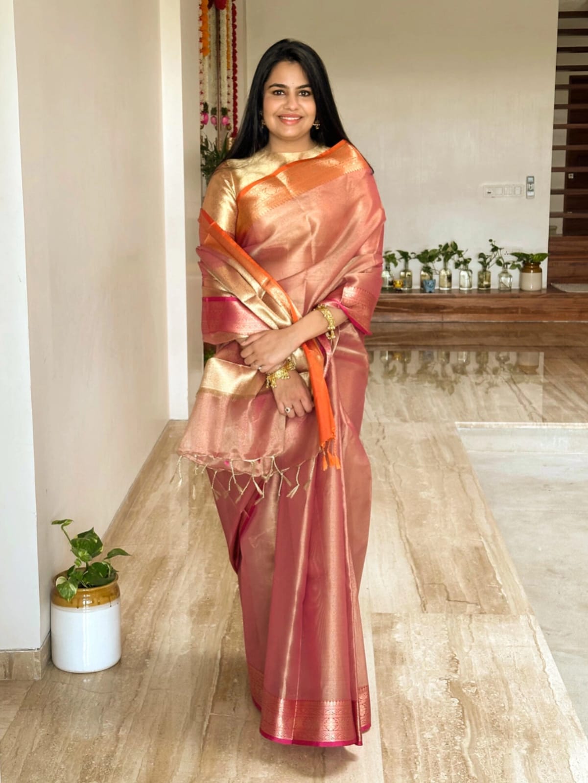 Dusky Pink Amrit Tissue Saree