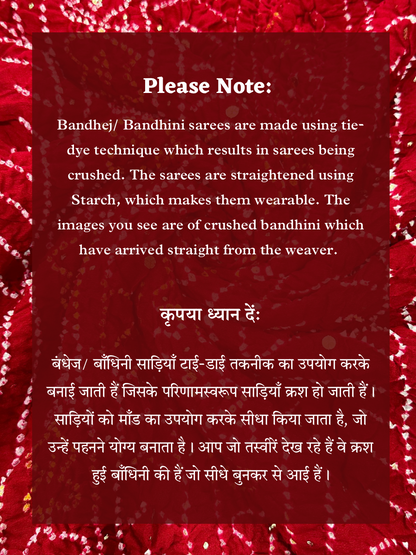 Magenta Bandhej Chinon Saree