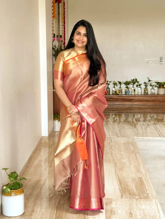 Dusky Pink Amrit Tissue Saree
