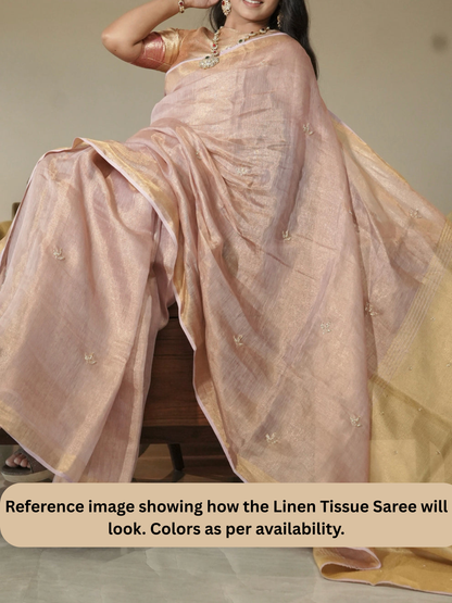 Pink Linen Tissue Saree