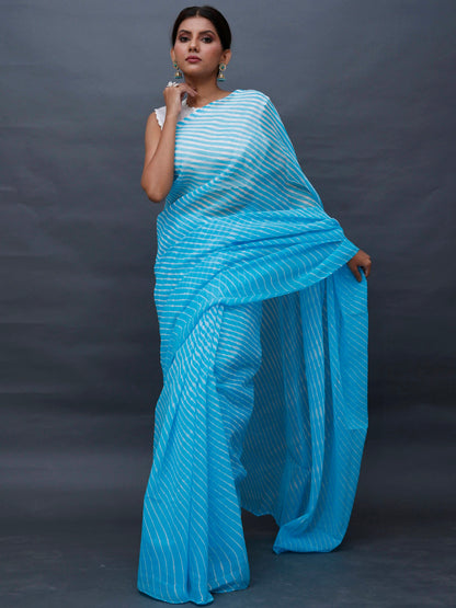 Firozi Leheriya Pure Georgette Saree