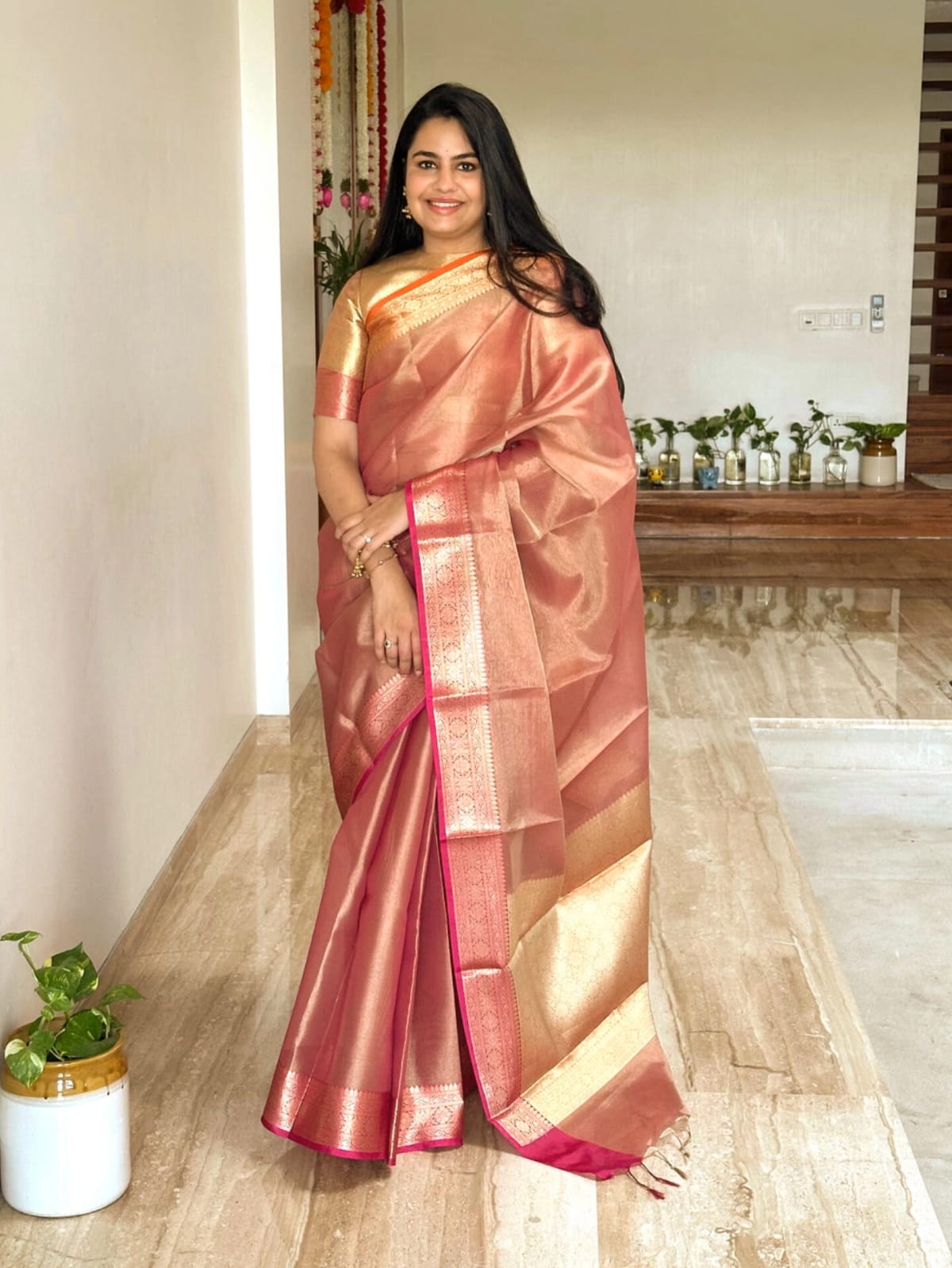 Dusky Pink Amrit Tissue Saree