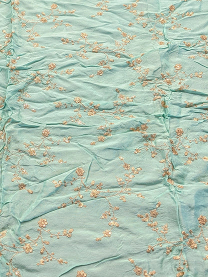 Pista Green Sequins Work Viscose Fabric