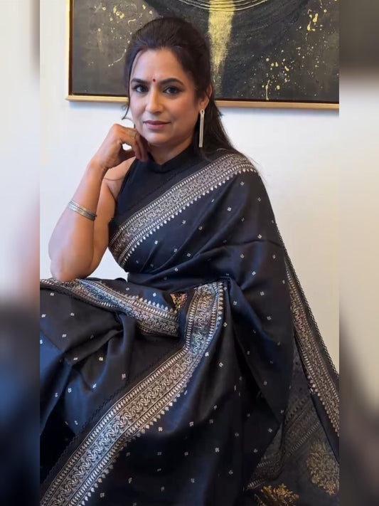 Black Muga Silk Saree