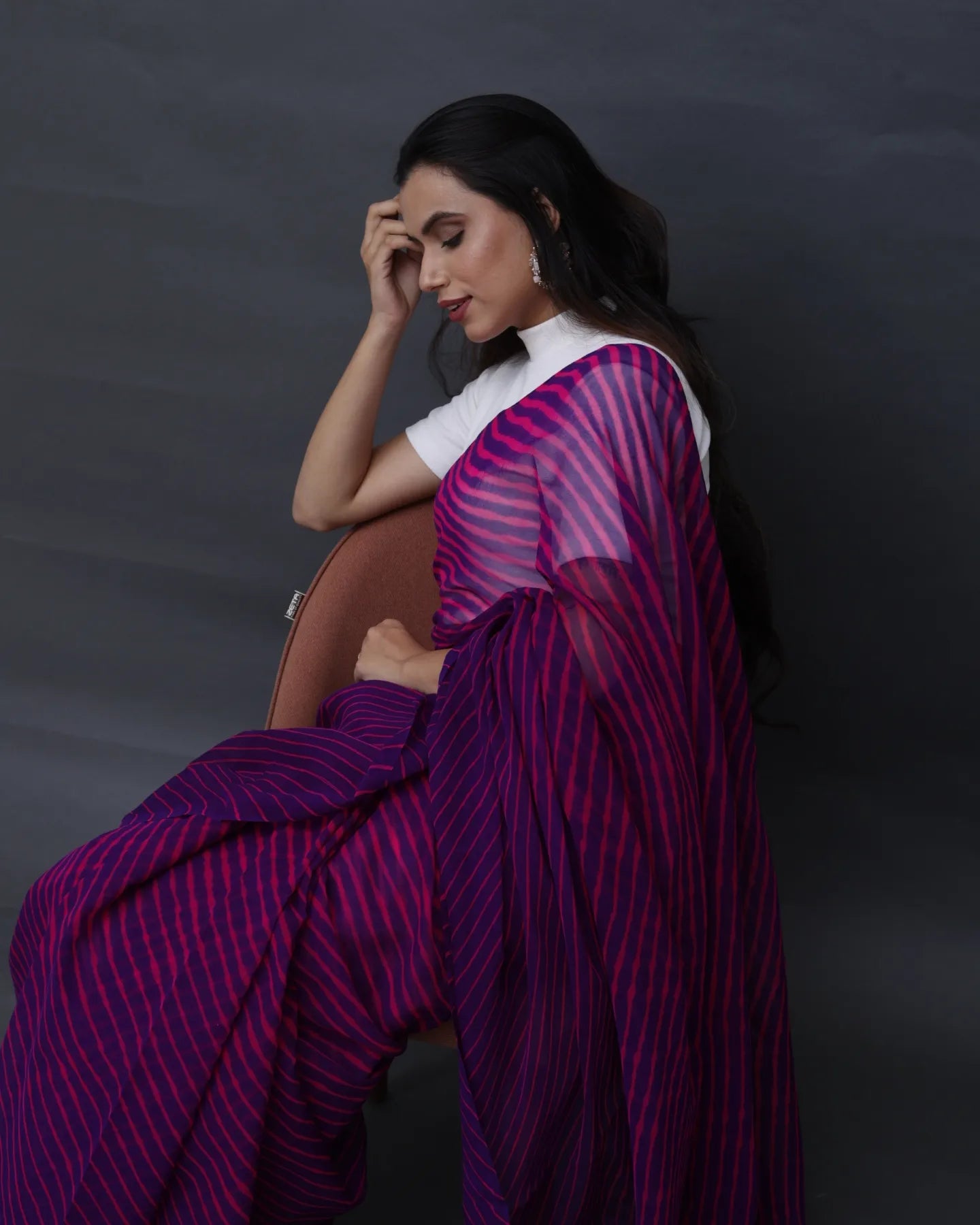 Purple-Pink Leheriya Pure Georgette Saree
