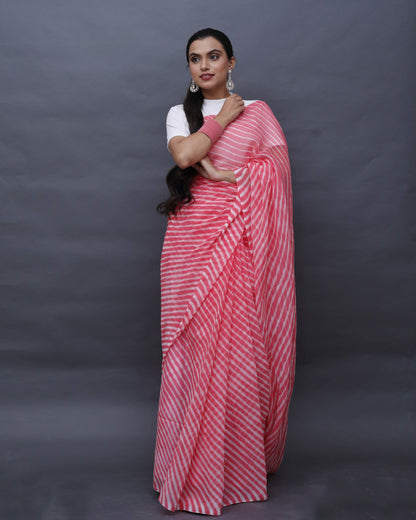 Coral Leheriya Pure Georgette Saree