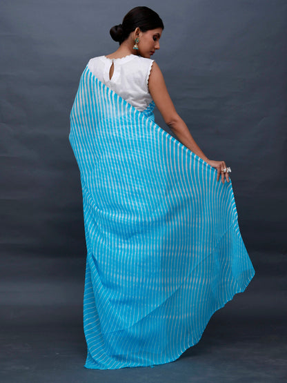 Firozi Leheriya Pure Georgette Saree