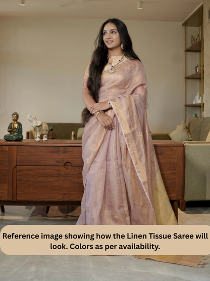 Pink Linen Tissue Saree