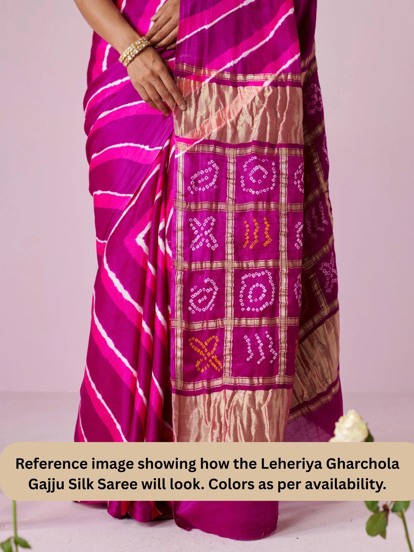 Purple Leheriya Gharchola Gajji Silk Saree