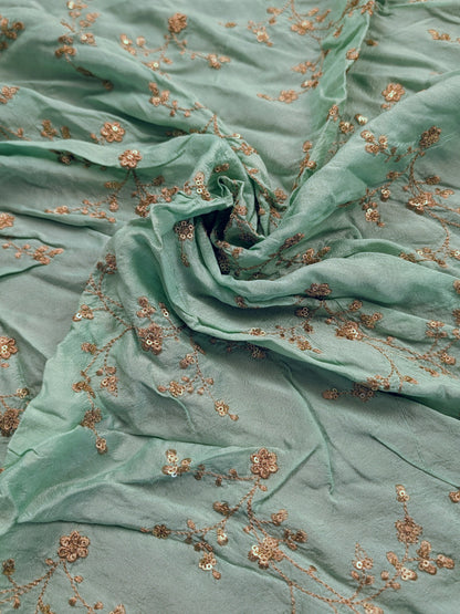 Pista Green Sequins Work Viscose Fabric