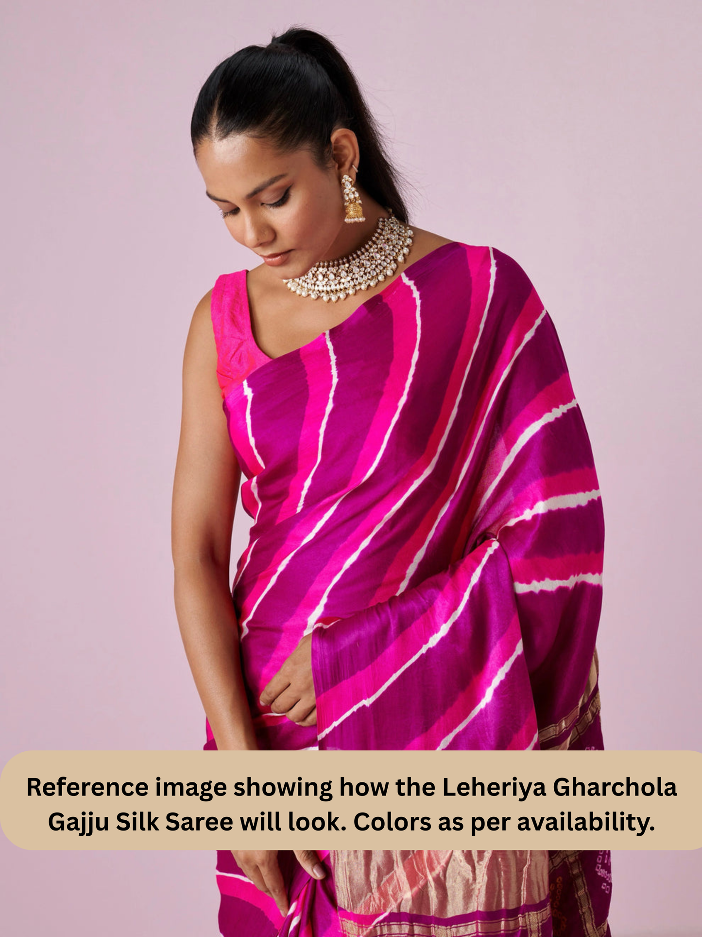 Purple Leheriya Gharchola Gajji Silk Saree