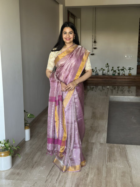 Pink & Magenta Gheencha Palla Pure Tissue & Silk Saree