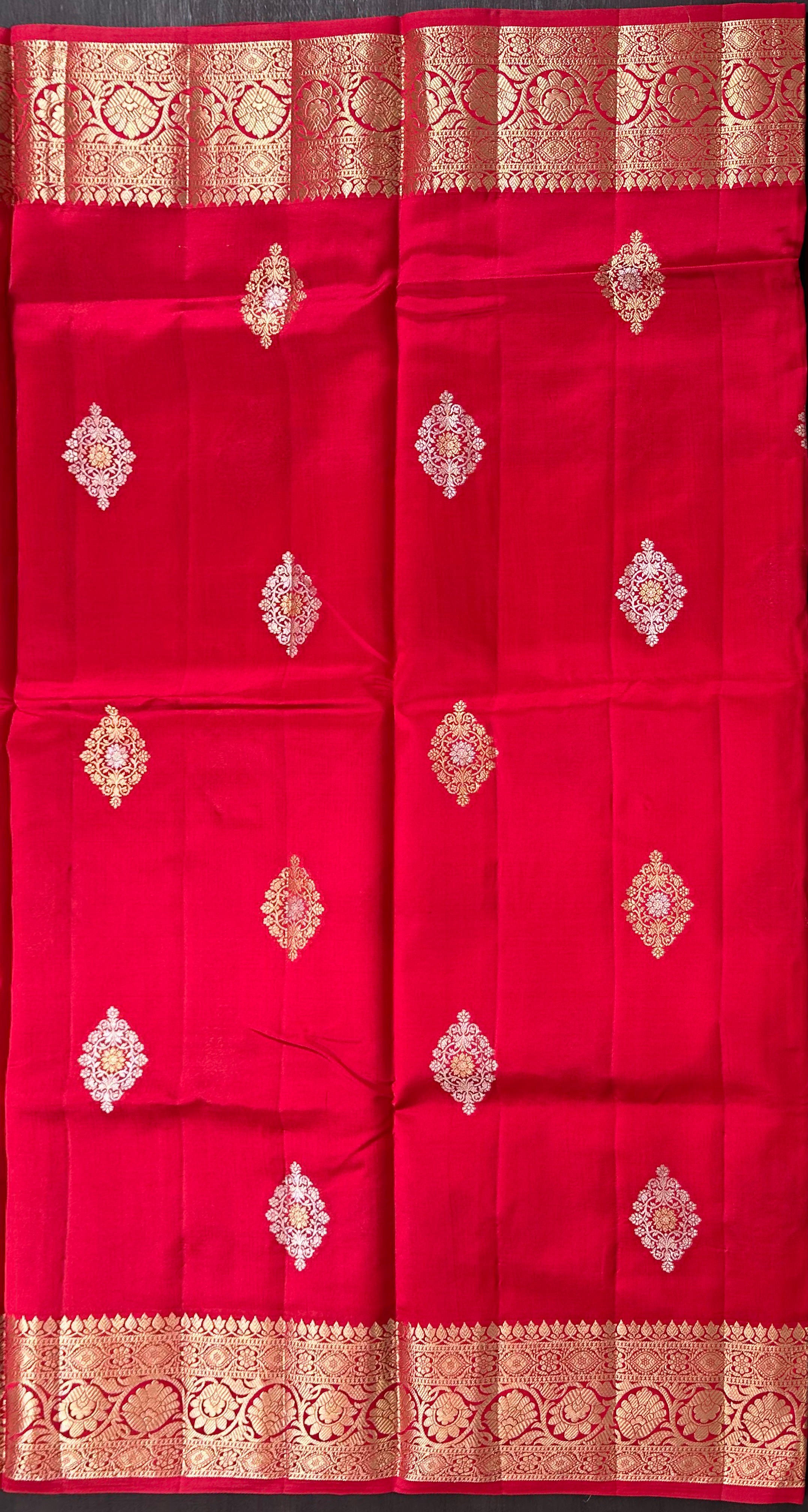 Red Rewa Pure Dupian Silk Saree
