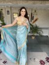 Firozi Gheencha Palla Pure Tissue & Silk Saree