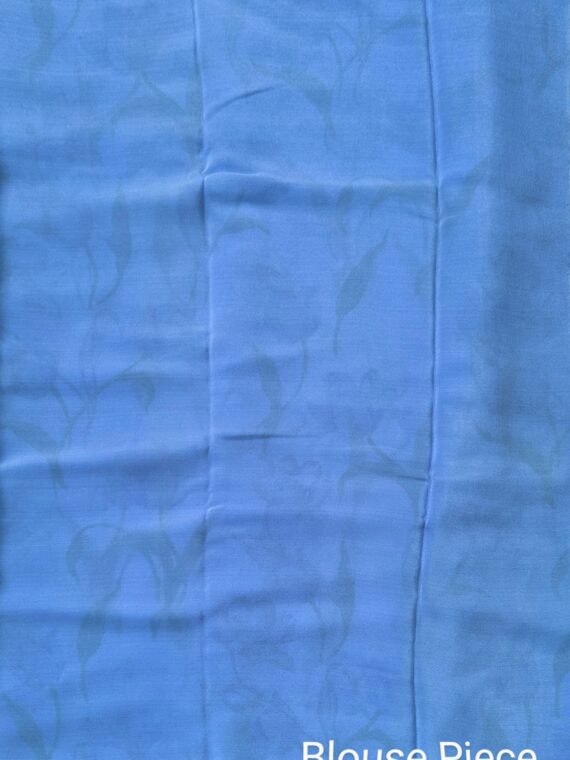 White and Blue Pure Diamond Chiffon Printed Saree