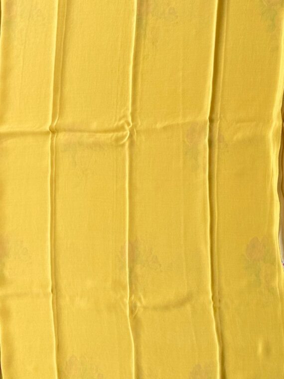 Yellow Pure Platinum Chiffon Printed Saree