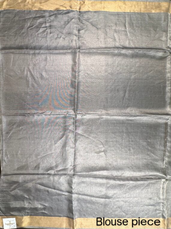 Gray and Navy Pure Tissue Silk Saree
