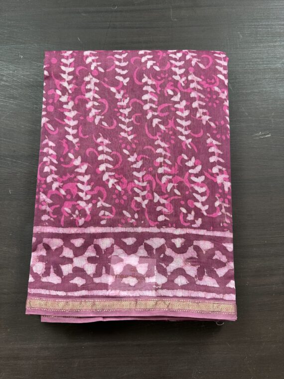 Magenta Rajasthani Print Pure Cotton Chanderi Saree