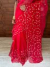 Shaded Red Scalloped Kota Doria Pure Silk Saree with Gota Patti work