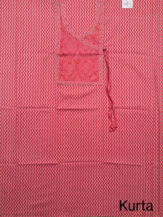 Coral Pink Angrakha Printed Jaipuri Cotton Suit