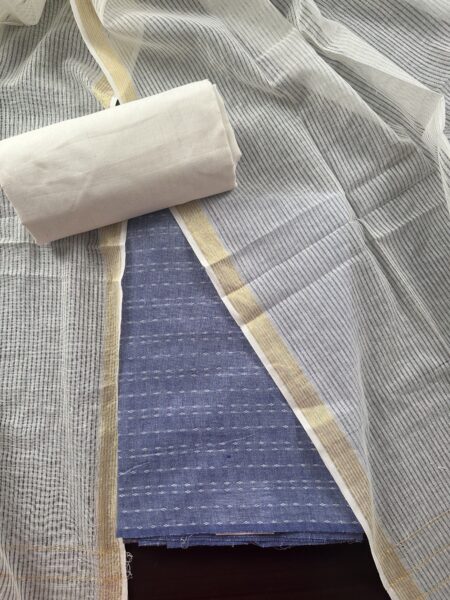 Blue and White pure cotton suit
