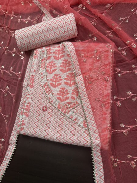 Pink Angrakha Printed Jaipuri Cotton Suit