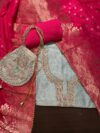 Blue and Rani Pink Unstitched 4-Piece Suit