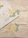 Beige and Yellow Floral Fancy Cotton Saree