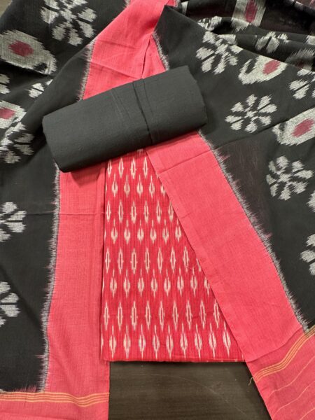 Rani Pink-Black Ikkat Cotton Suit