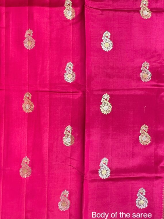 Rani Pink Rewa Pure Dupian Silk Saree