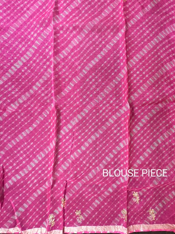 Hot Pink Motra Kota Doria Pure Silk Saree with Gota Patti work