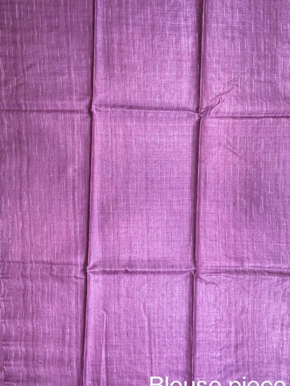 Cream-Purple Shaded Ikkat Palla Pure Tussar Silk Saree