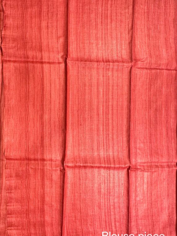 Cream-Coral Pink Shaded Ikkat Palla Pure Tussar Silk Saree