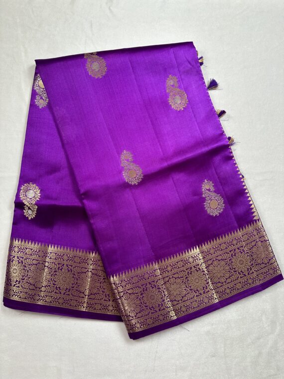 Purple Rewa Pure Dupian Silk Saree