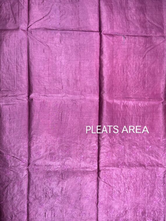 Purple Embroidered Pure Tussar Silk Saree