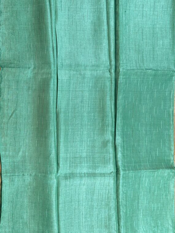 Cream-Green Shaded Ikkat Palla Pure Tussar Silk Saree