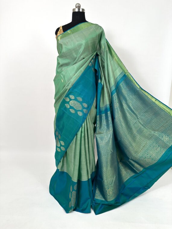 Green- Peacock Contemporary Kanjivaram Pure Silk Saree