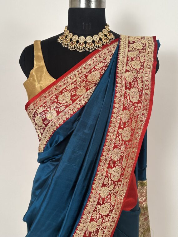 Peacock Blue Banarasi Pure Silk Saree