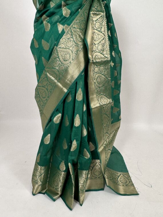Green Blended Cotton Saree
