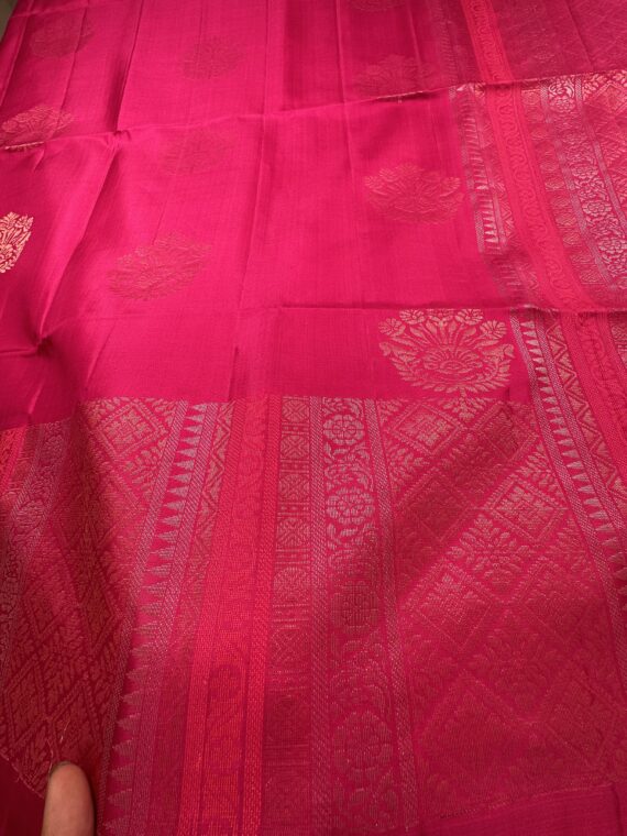 Rani Pink Kolam Soft Silk Saree