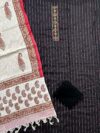 Black Cotton 3 Piece Unstitched Suit with Block Print Dupatta