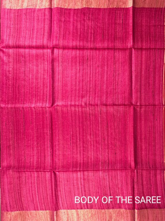 Rani Pink Gheencha Pure Silk Saree With Organza Palla