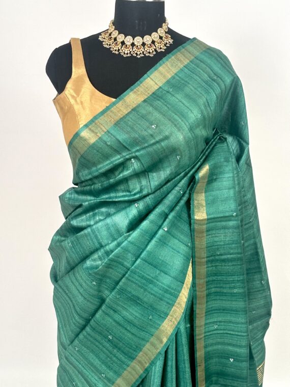 Green Gheencha Pure Tussar Silk Saree