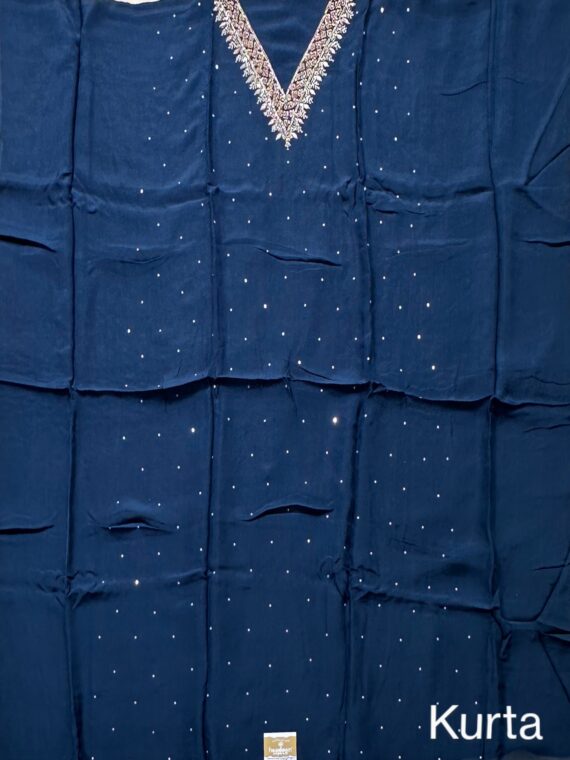 Navy Blue Crepe Unstitched 3-Piece Suit