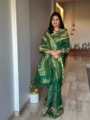 Green Resham Gadhwal Jamawar Pure Silk Saree