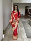 Red Pure Tripura Silk Saree