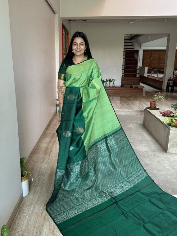 Green Contemporary Kanjivaram Pure Silk Saree